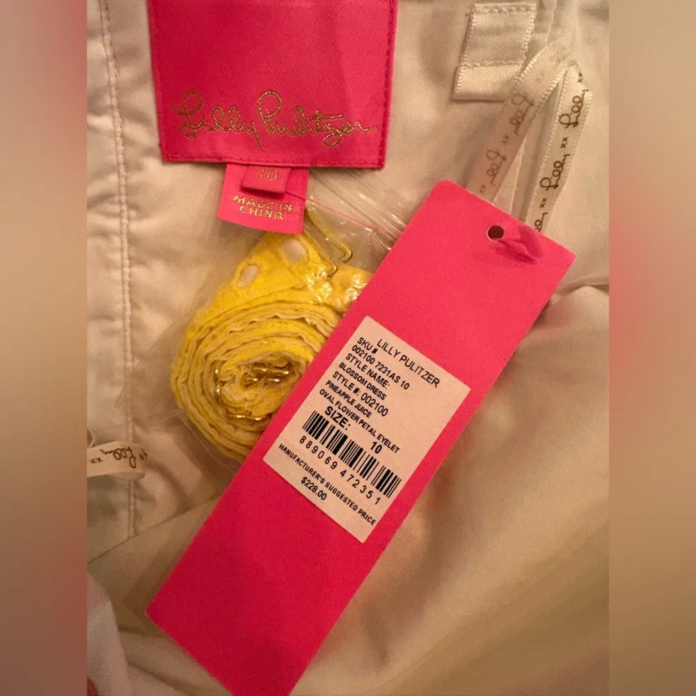 Lilly Pulitzer Yellow Eyelet Strapless Fit & Flare Blossom Dress NWT Size 10 - Picture 10 of 15